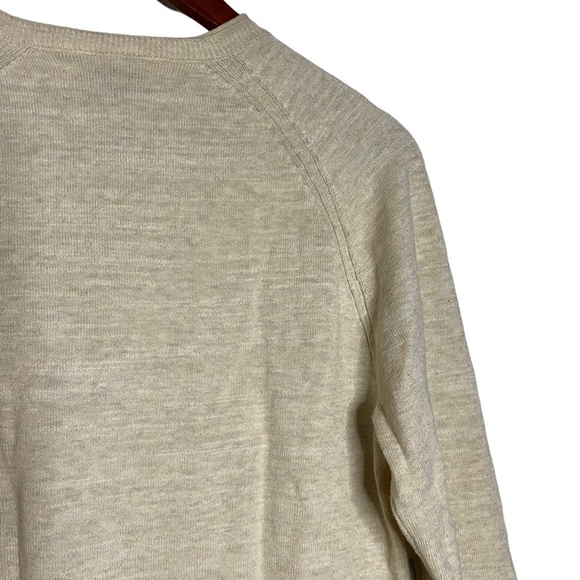 Lucky Brand Long Sleeve V Neck Cream Sweater Raglan Knit Ribbed Henley Small S - Picture 11 of 16